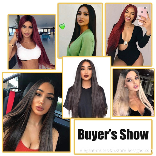 Aodale 30 Inches Middle Part Long Straight Black Hair Synthetic Hair Wigs For Black Women Heat Resistant Fiber Lace Wigs